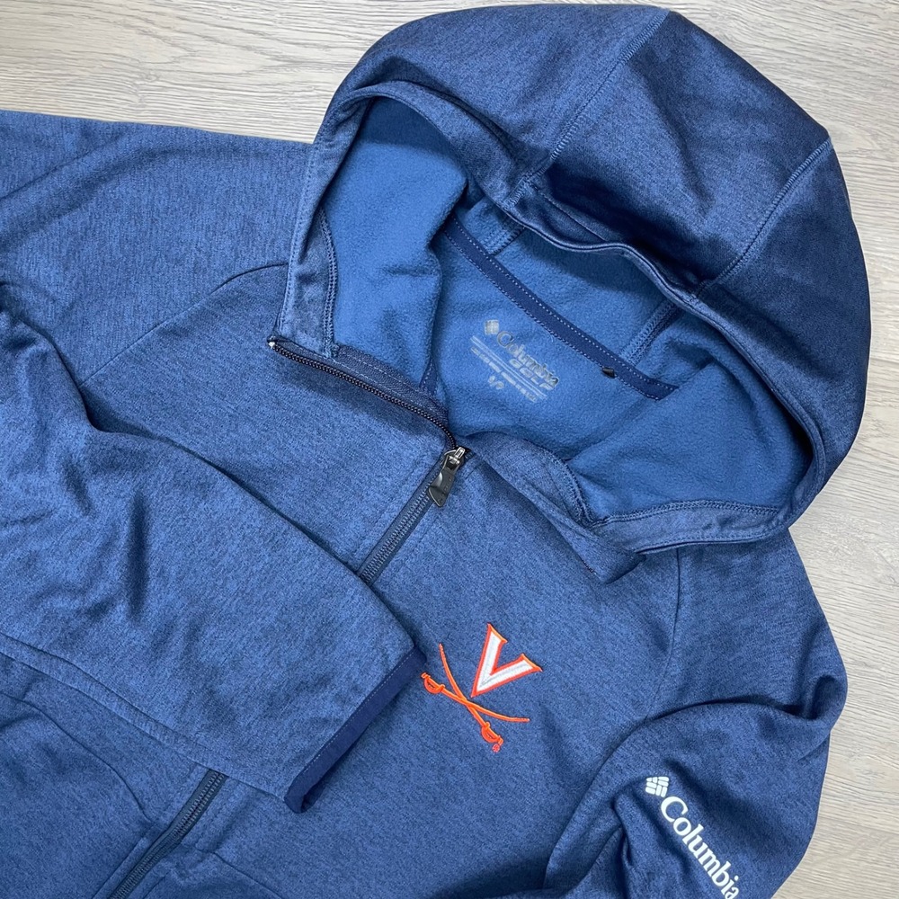 Columbia Omni-Wick UVA Virginia Cavaliers Hoodie Mens S Blue Full Zip Jacket
